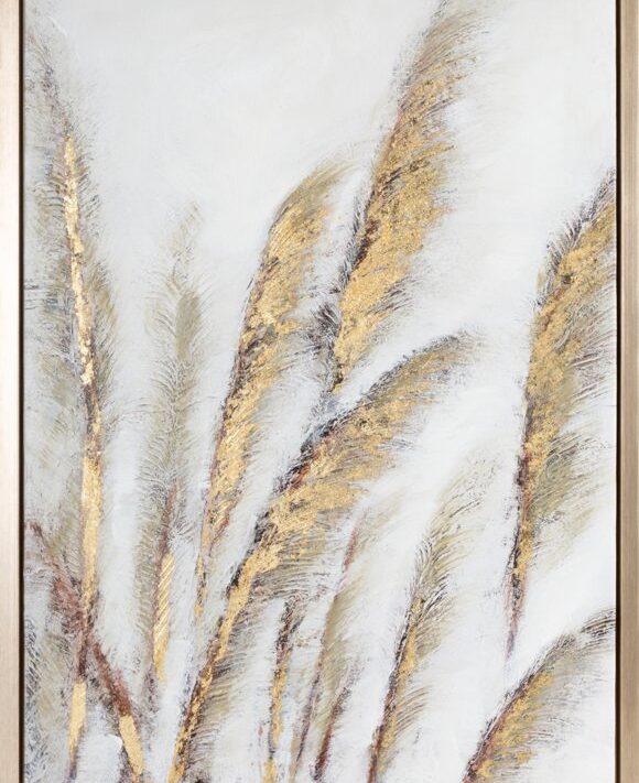 Obraz ręcznie malowany Trawy Pampasowe szary 50 X 70 cm – wnosi spokój