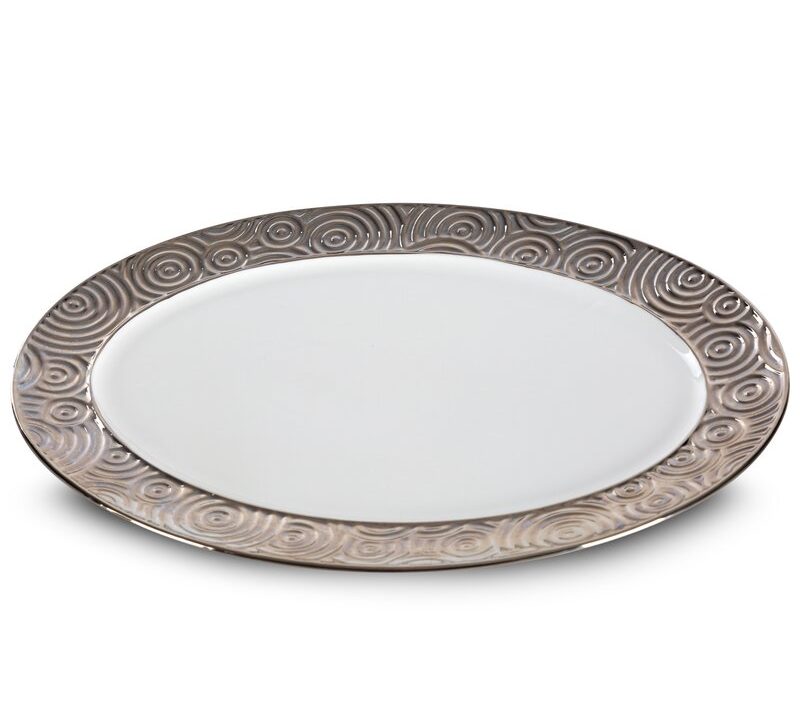 Patera ceramiczna Altea srebrna 25 x 34 x 3 cm – stylowa dekoracja stołu