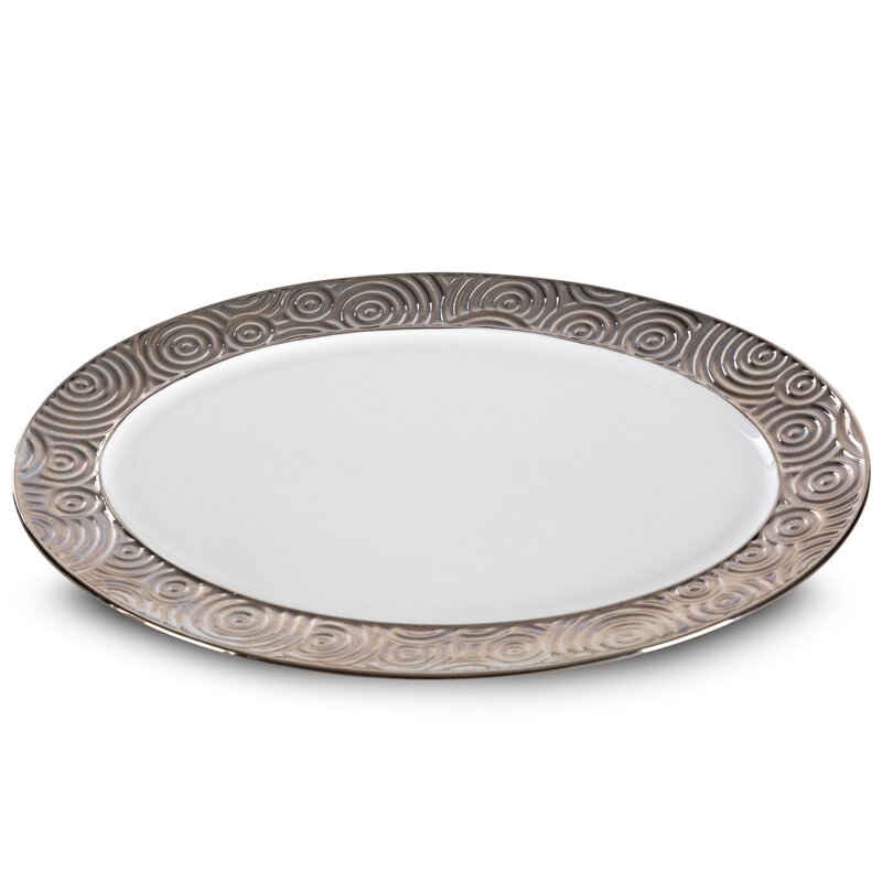 Patera ceramiczna Altea srebrna 25 x 34 x 3 cm – stylowa dekoracja stołu