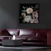 Obraz ręcznie malowany Kwiaty czarny 60 X 60 CM – z lustrzanym blaskiem