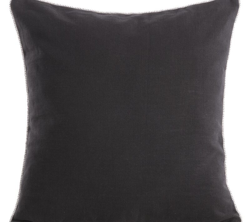 Poszewka lniana czarna 43 x 43 cm – stylowy dodatek na kanapę