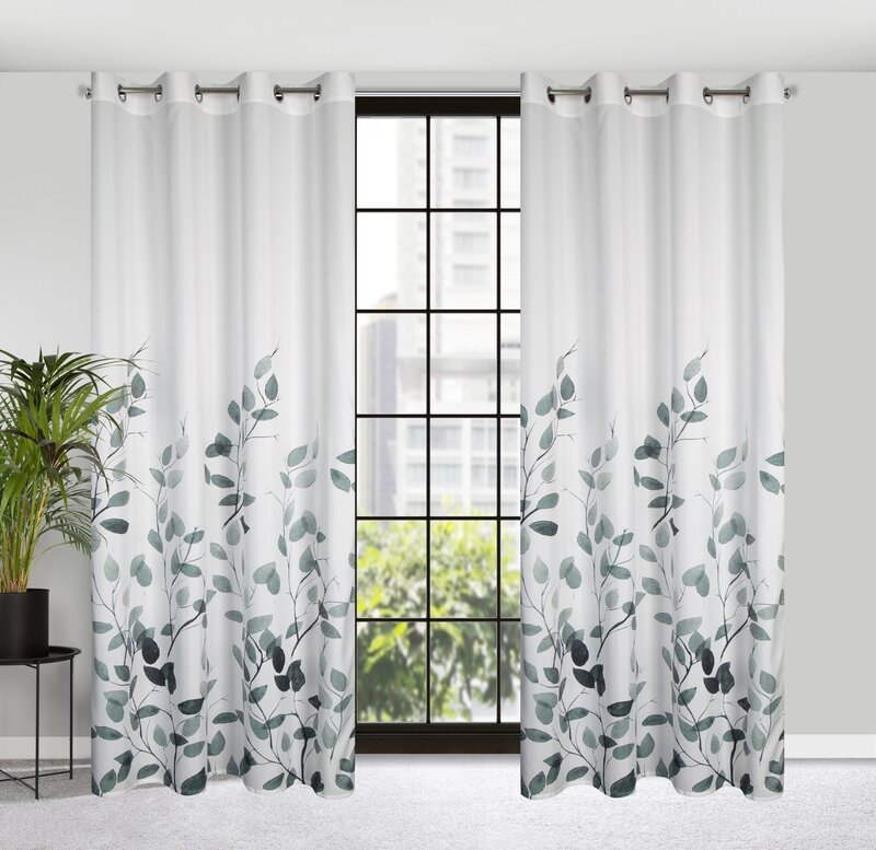 Zasłona gotowa Marika biała 140 X 250 cm – subtelny wzór liści