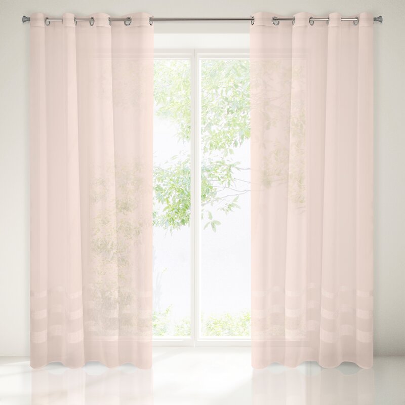 Firana gotowa różowa 140 x 250 cm – rozjaśnia wnętrze