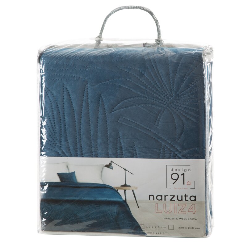 Narzuta welurowa Luiz 4 granatowa 170 x 210 cm – dodaje szyku