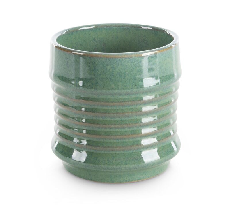 Doniczka ceramiczna zielona fi 11 x 11 cm – idealna na parapet