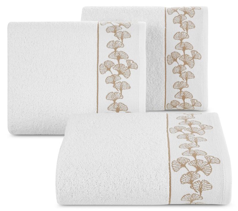 Ręcznik kąpielowy 50x90 cm bawełniany kolor biały z welwetową bordiurą 500 g/m2 BLANCA