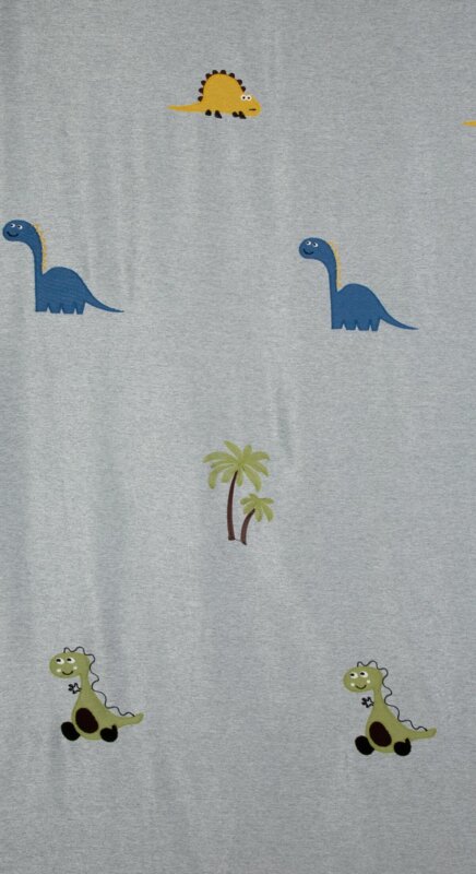 Zasłona gotowa Dino srebrna 140 x 250 cm – do pokoju dziecka