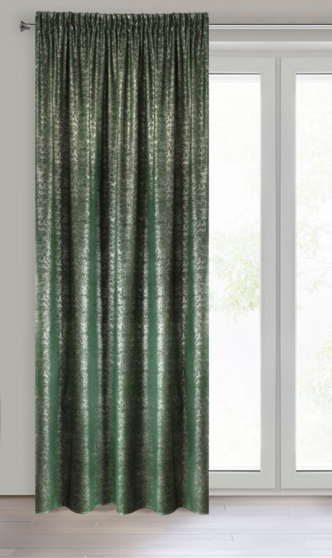 Zasłona gotowa D91 Cypr zielona 140 X 270 CM – welwetowa z subtelnym nadrukiem