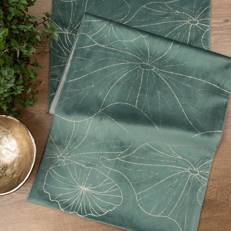 Obrus błyszczący BLINK 18 ciemnomiętowy 35 x 220 cm – dodaje elegancji