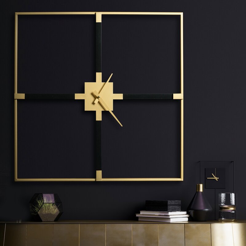Zegar ścienny nowoczesny czarny 80 x 80 x 5 cm – stylowy akcent w salonie