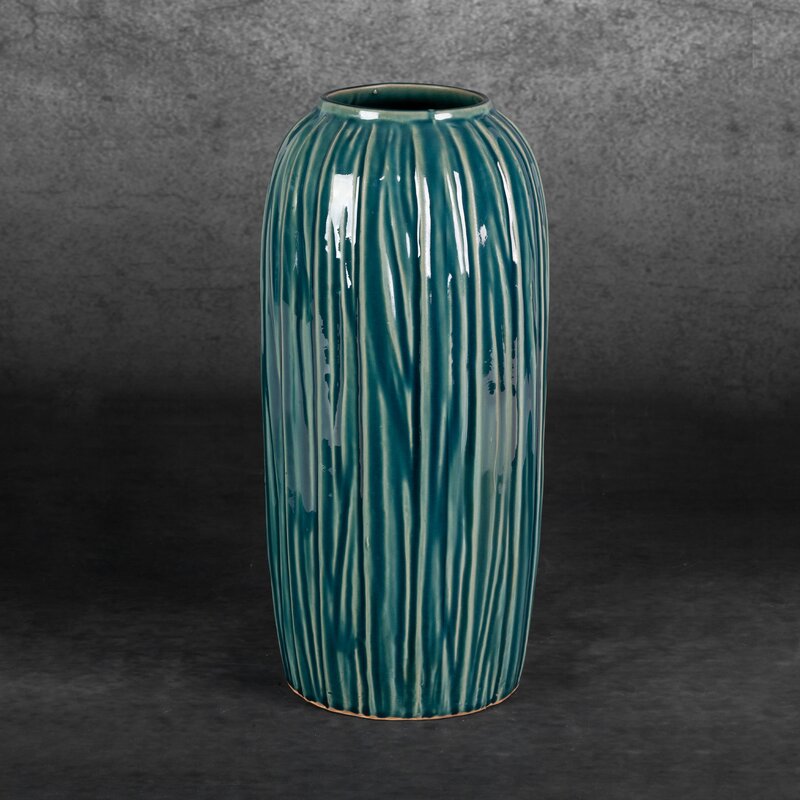 Wazon ceramiczny Rea zielony fi 17 x 45 cm – na suszone kwiaty