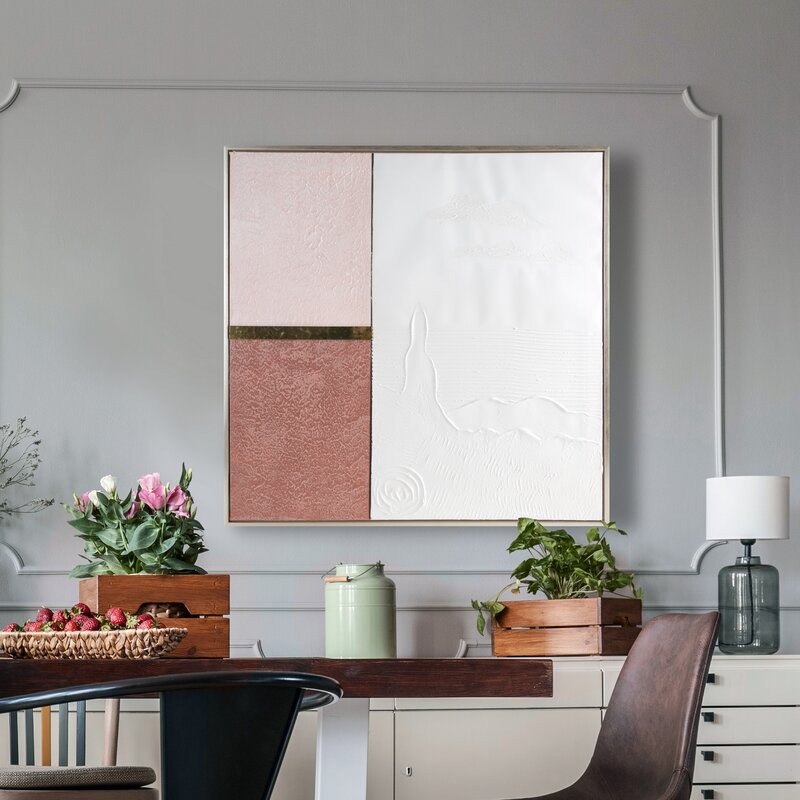 Obraz ręcznie malowany Geometryczny biały 80 X 80 cm – wnosi harmonię i styl