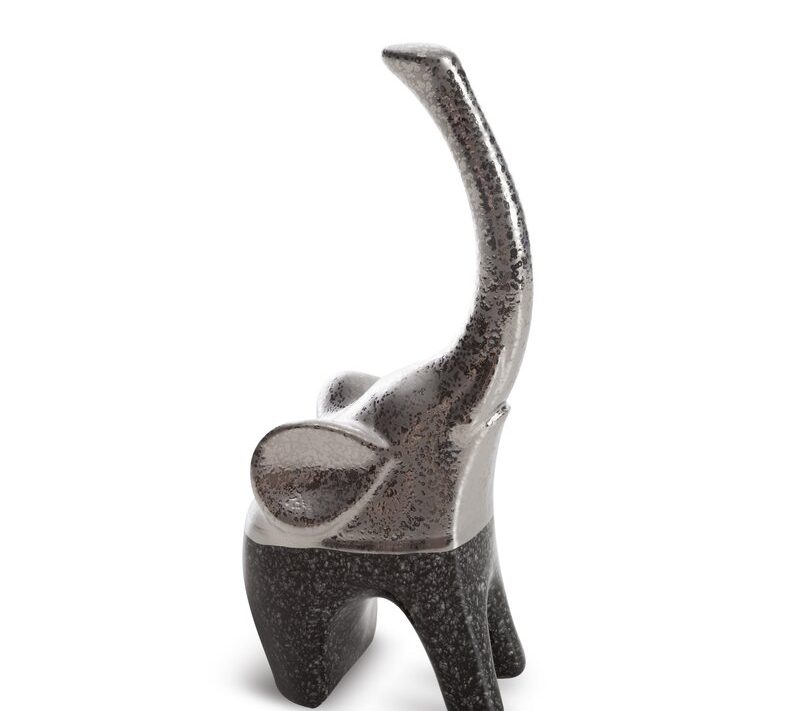 Figurka ceramiczna LEO srebrna 10 X 7 X 22 CM – do salonu i gabinetu