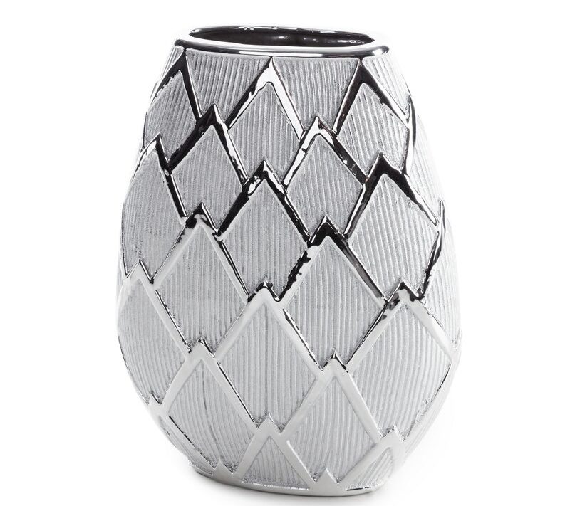 Wazon ceramiczny Saela srebrny 25 x 11 x 34 cm – idealny na kwiaty