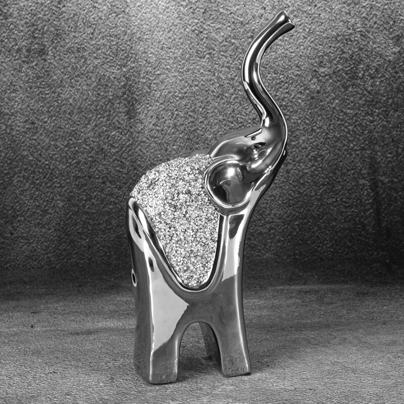 Figurka ceramiczna Palmera srebrna 17 X 9 X 34 cm – Symbol szczęścia do domu