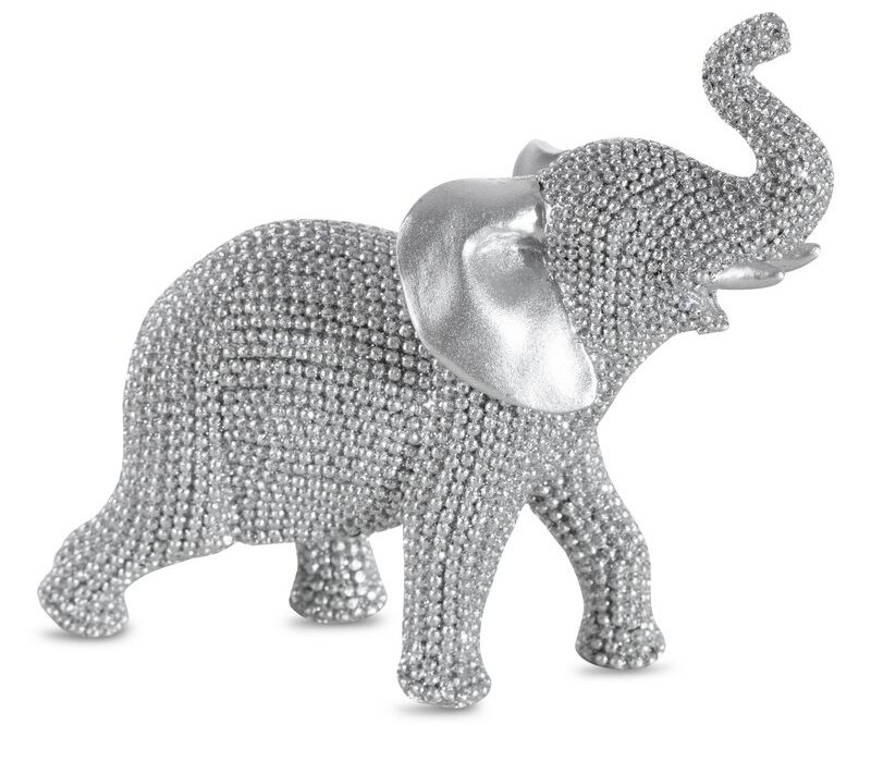Figurka ceramiczna ELDO srebrna 12 X 5 X 11 cm – z imitacją kryształków