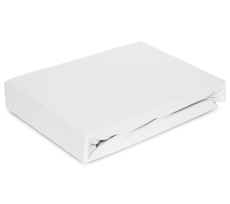Prześcieradło z gumką JERS4 białe 240 X 220 X 30 cm – miękkie i elastyczne