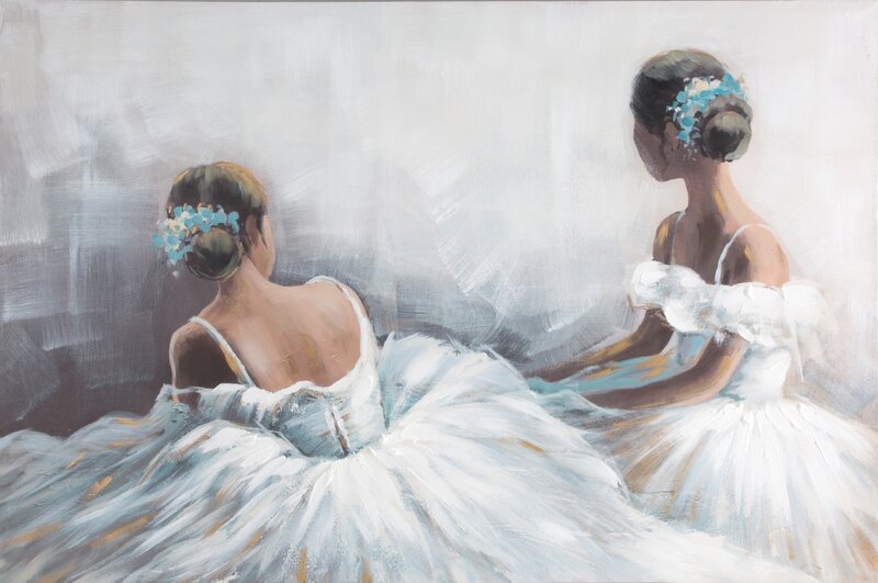 Obraz ręcznie malowany baletnica błękitny 120 X 80 cm – wprowadza spokój