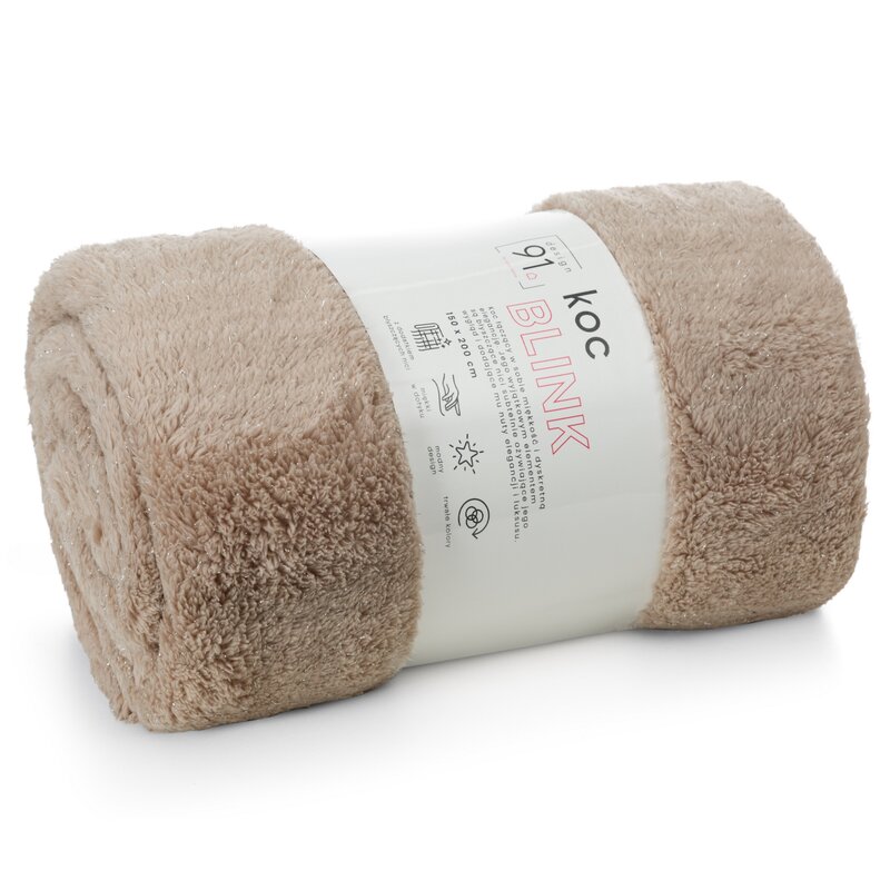 Koc flanelowy D91 BLINK beżowy 150 x 200 cm – miękki i ciepły