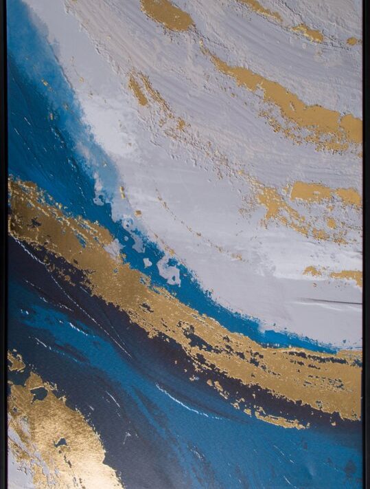 Obraz ręcznie malowany nowoczesny szary 60 X 90 CM – z akcentami złota