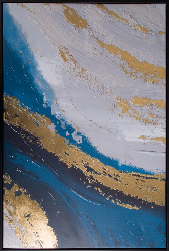 Obraz ręcznie malowany nowoczesny szary 60 X 90 CM – z akcentami złota