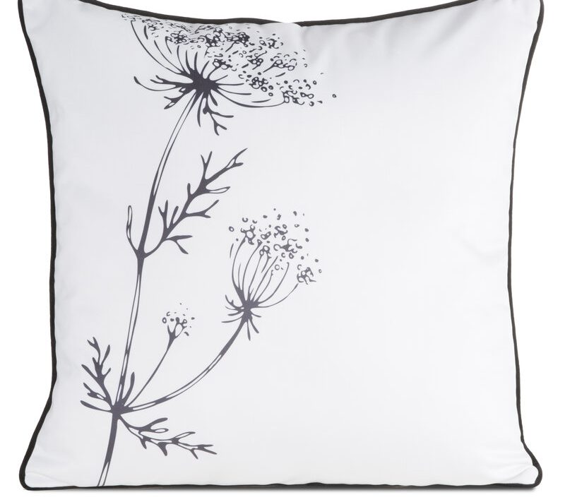 Poszewka dekoracyjna Agnes biała 60X60 – z botanicznym wzorem