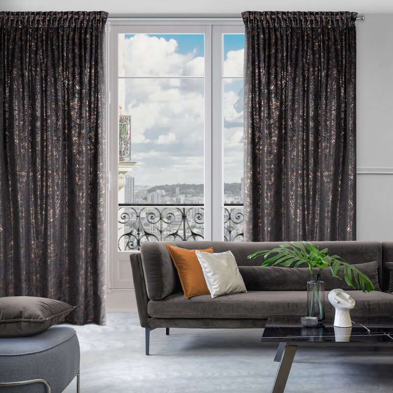 Zasłona gotowa welwet czarna 135 x 270 cm – zaciemnia pomieszczenie