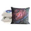 Poszewka len czarna 45 x 45 cm – z nadrukiem piwonii