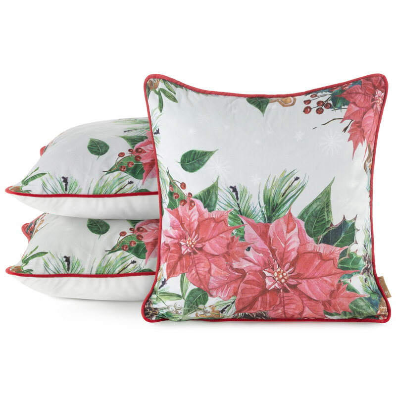 Poszewka świąteczna JINGLE37 różowa 45 x 45 cm – idealna dekoracja