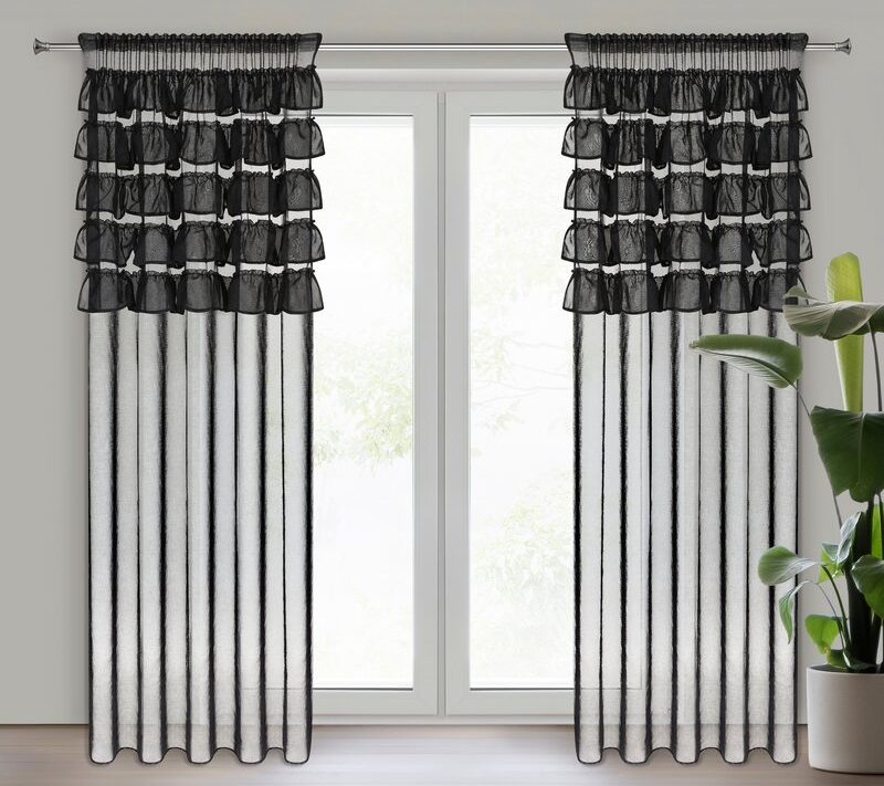 Firana gotowa Aura czarna 140 x 270 cm – subtelna prywatność