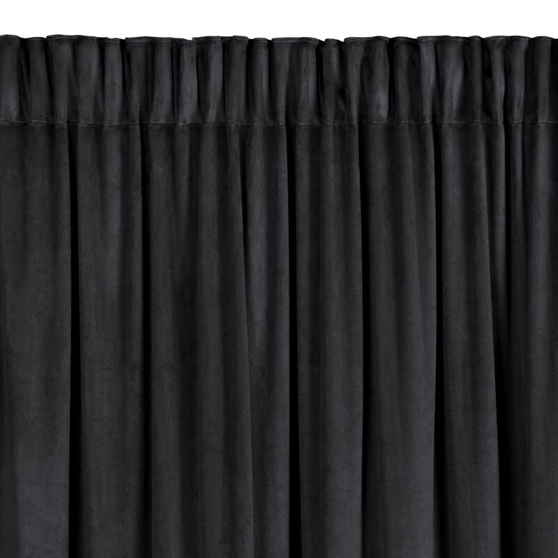 Zasłona gotowa Carli czarna 140 X 250 cm – welwetowa z falbanami