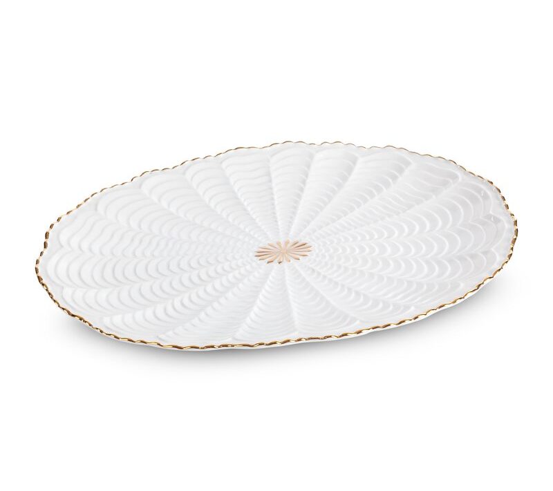 Patera dekoracyjna Gaia (05) kremowa 36 X 25 X 2 cm – na stół i komodę