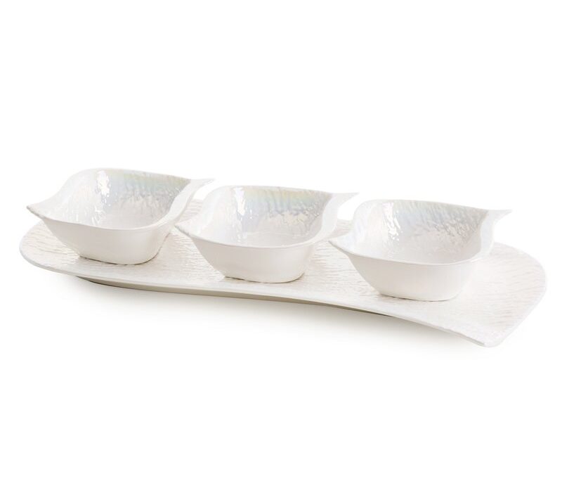Patera ceramiczna Nina perłowa 18 x 41 x 6.5 cm – dodatek na stół