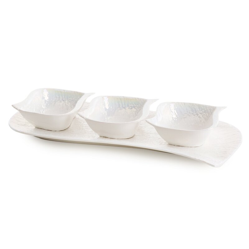 Patera ceramiczna Nina perłowa 18 x 41 x 6.5 cm – dodatek na stół