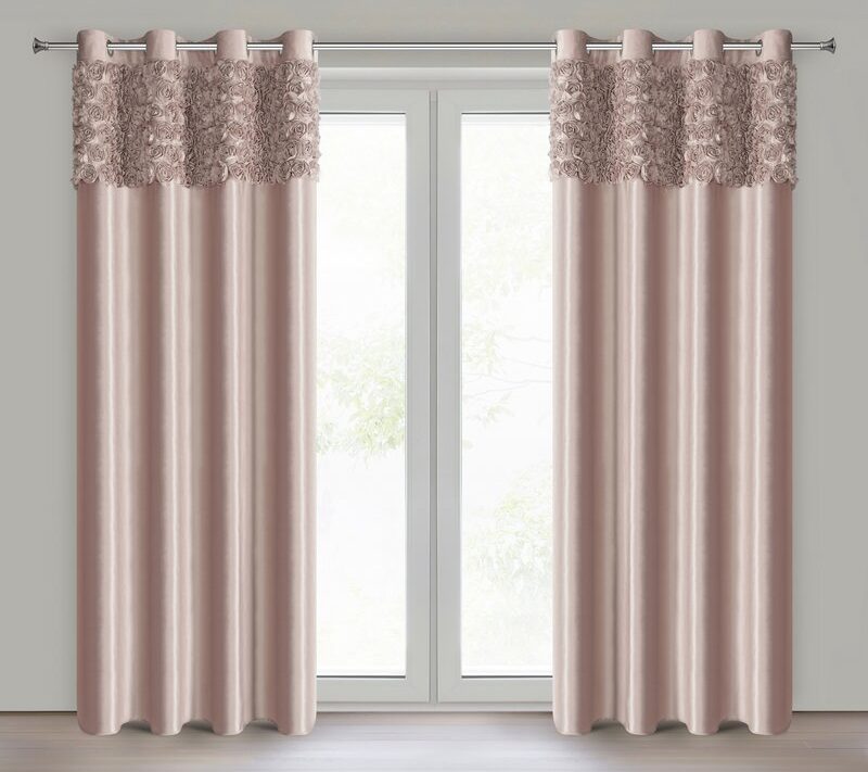 Zasłona gotowa Roses 13 Eva Minge pudrowa 140 X 250 cm – welwetowa miękkość