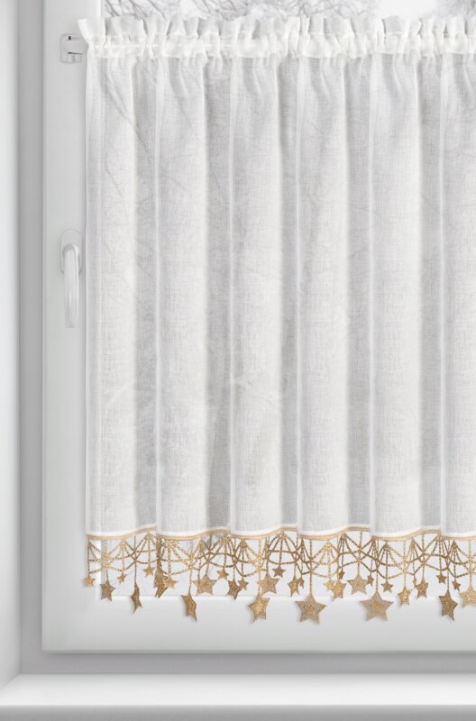 Zasłona świąteczna BIAŁA 150x90 cm – gotowa do zawieszenia
