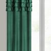 Zasłona gotowa z falbanami ciemnozielona 140 x 250 cm – zaciemnia i zdobi