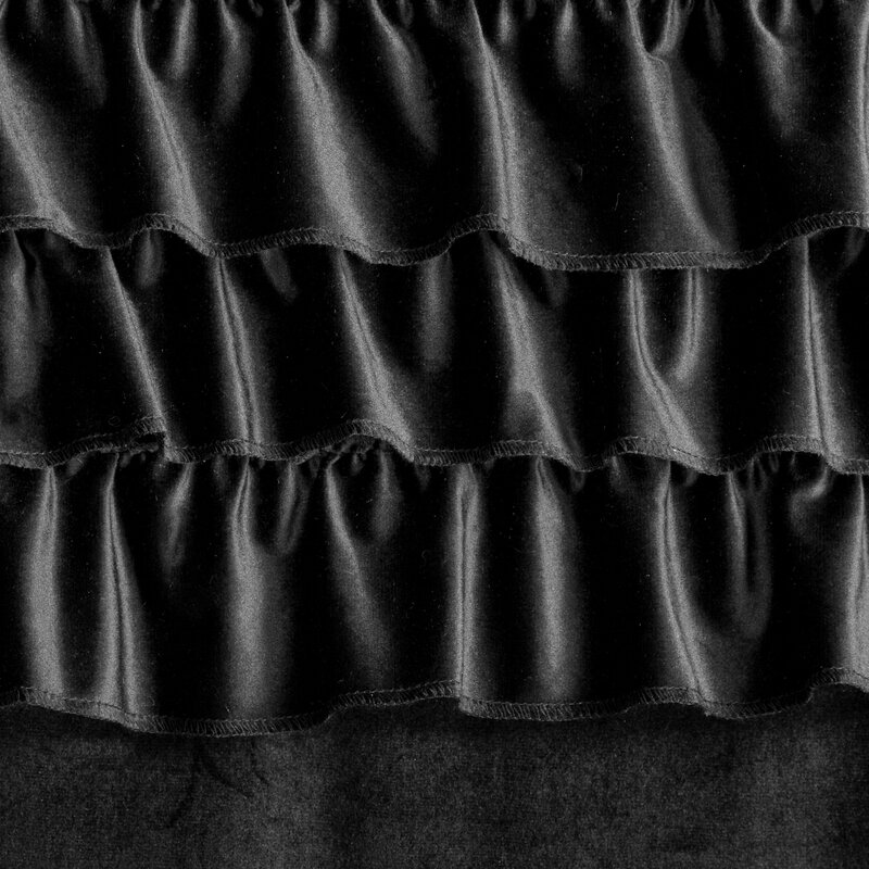 Zasłona gotowa welwetowa Erin z falbanami czarna 140 X 250 cm – miękka w dotyku
