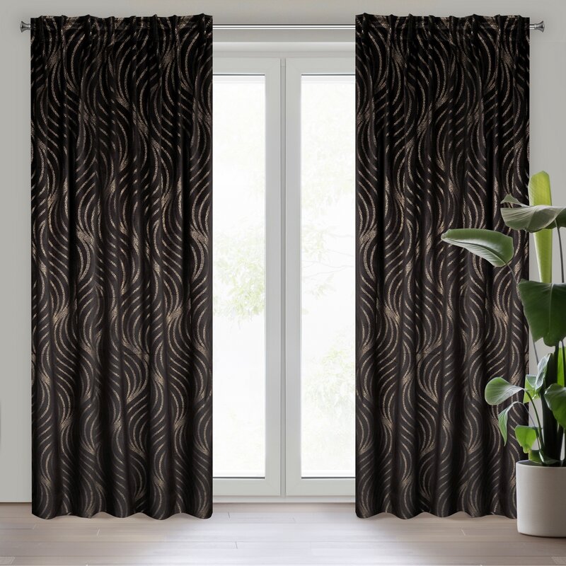 Zasłony gotowe LC/VICTORIA3A czarne 140x270 – zaciemniające i stylowe
