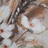 Obraz ręcznie malowany kwiatowy beżowy 60 X 120 cm – idealny do sypialni