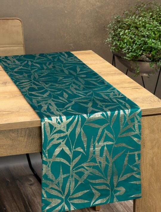 Obrus błyszczący Blink 15 ciemnoturkusowy 35 x 140 cm – stylowa dekoracja stołu
