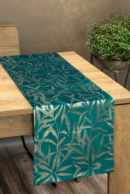 Obrus błyszczący Blink 15 ciemnoturkusowy 35 x 140 cm – stylowa dekoracja stołu