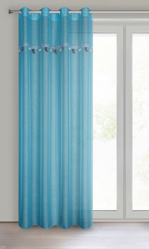 Firana gotowa niebieska 140 x 250 cm – rozjaśnia pokój dziecka