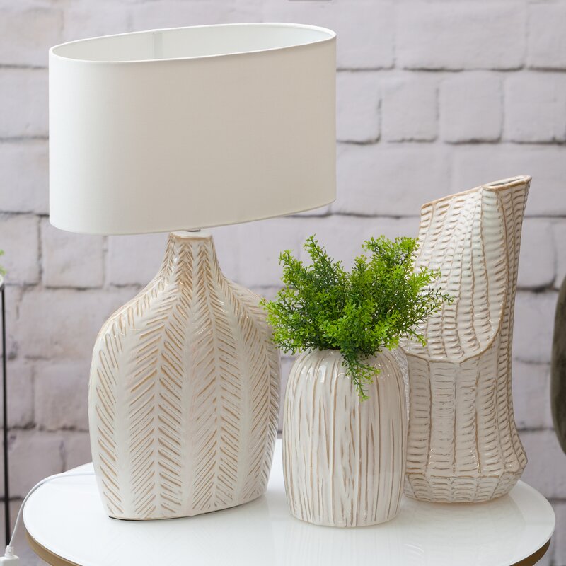 Wazon ceramiczny Liza kremowy 18 x 40 cm – na suszone kwiaty