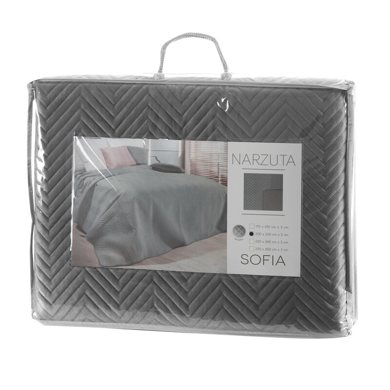 Narzuta velvet Sofia grafitowa 230 x 260 cm – doda przytulności