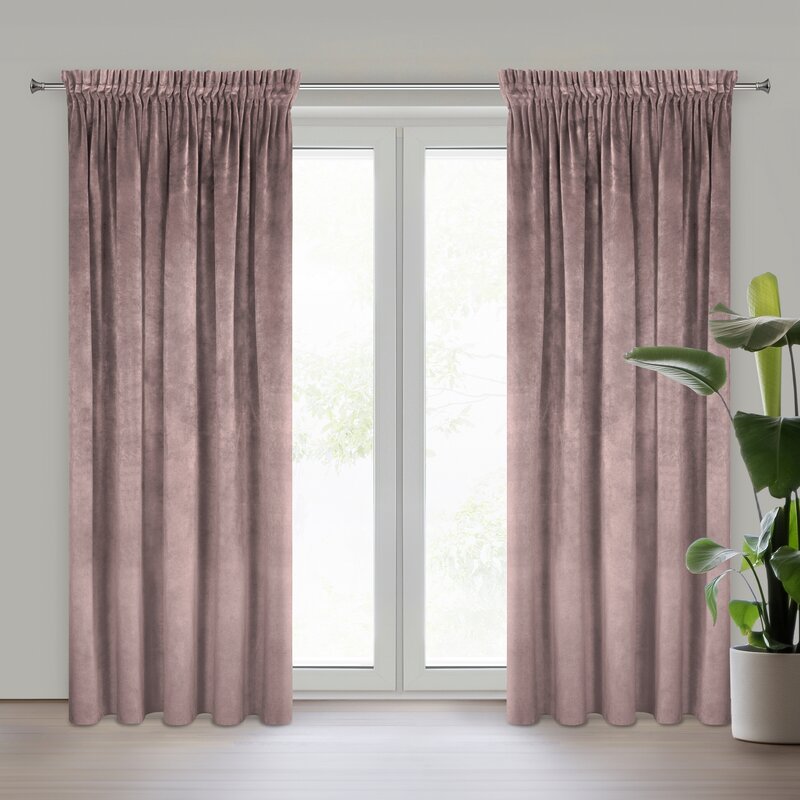 Zasłona gotowa pudrowy róż 140 x 270 cm – zaciemnienie sypialni