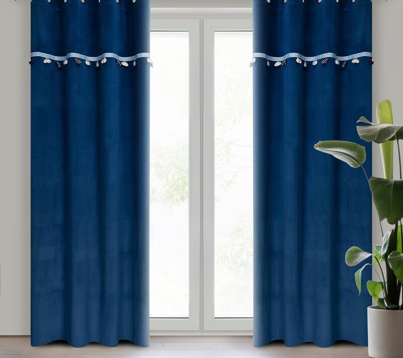 Zasłona gotowa granatowa 140 x 250 cm – zaciemnia pokój