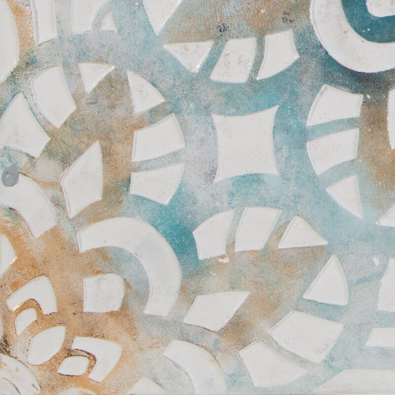 Obraz ręcznie malowany geometryczny niebieski 80 X 80 CM – wprowadza harmonię