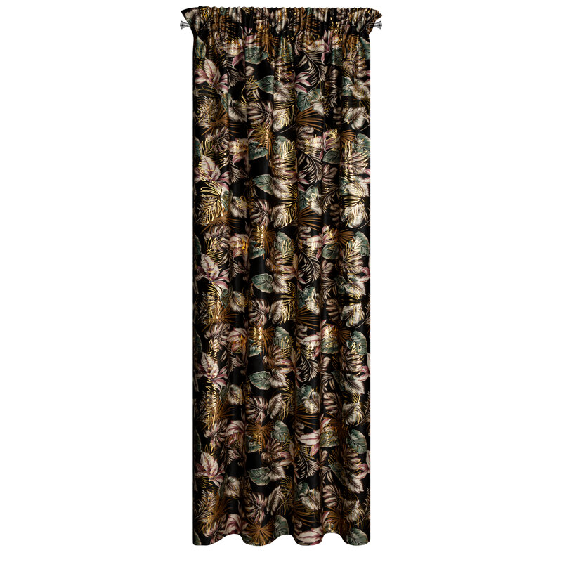 Zasłona welwetowa Maroko czarna 140 X 270 cm – z subtelnym złotym wzorem