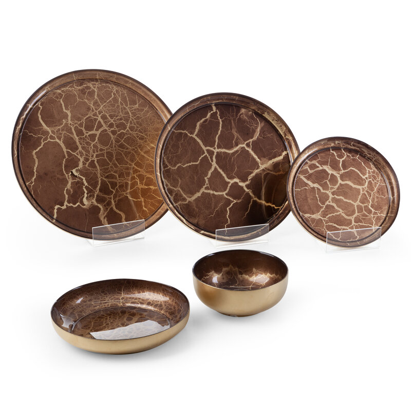 Patera szklana Suzi złota fi 33 x 2 cm – efektowna dekoracja
